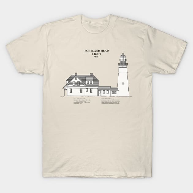 Portland Head Light Lighthouse - Maine - SBDpng T-Shirt by SPJE Illustration Photography